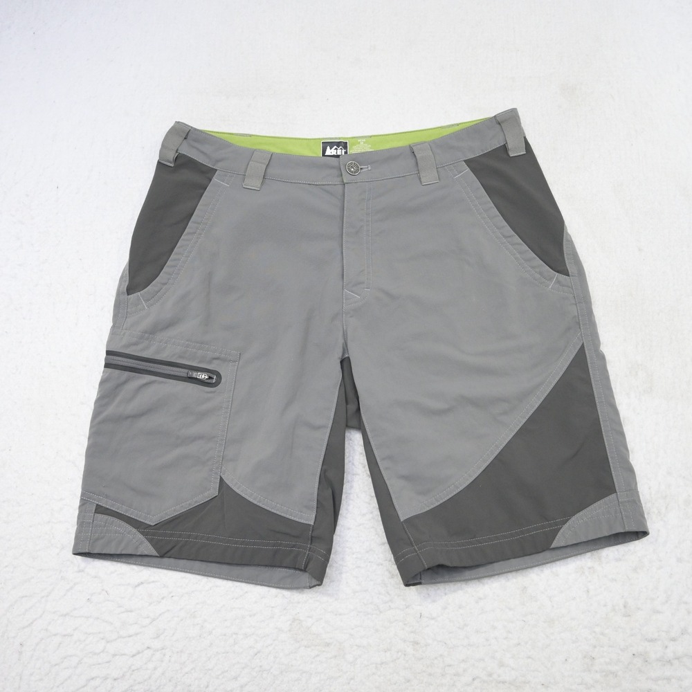 REI Shorts Mens 32 10" Gray Cargo Hiking Outdoor Nylon Stretch Performance